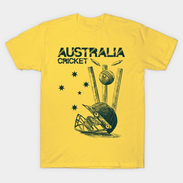 Australia Cricket Bat and Ball Game Memorabilia T-Shirt by CGD